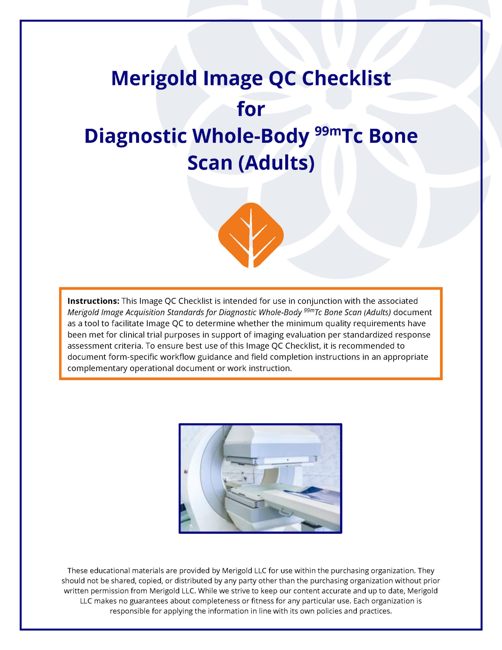 Merigold Image QC Checklist for Diagnostic Whole-Body 99mTc Bone Scan (Adults) (PDF)